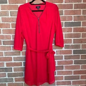 Red  front zip Byline Dress